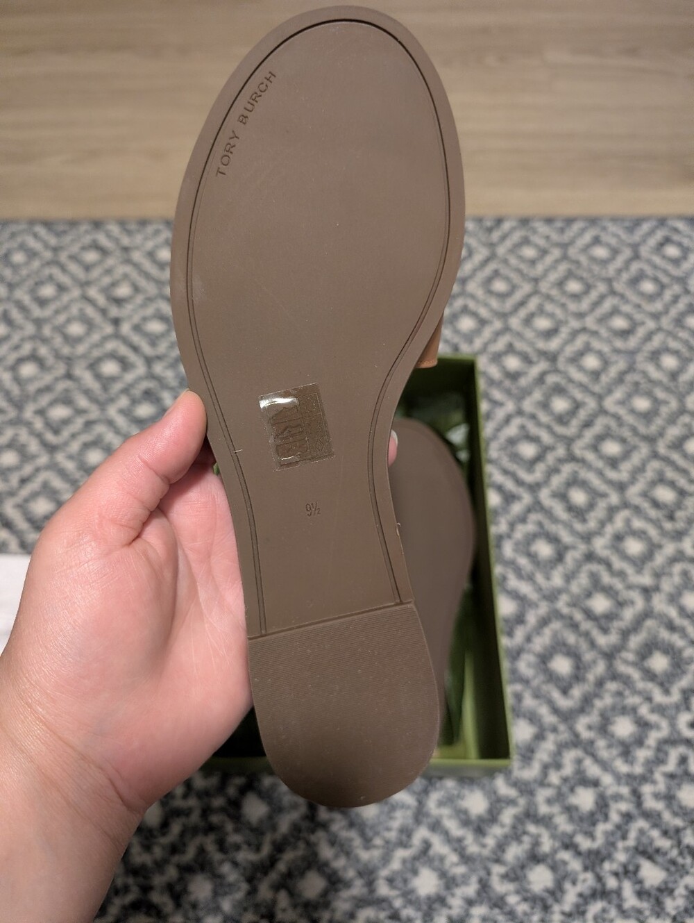 Tory Burch Eleanor Slide Sandal,Size 9.5 | Tan Bourbon Leather|Gold Hardware NWT - Picture 6 of 8
